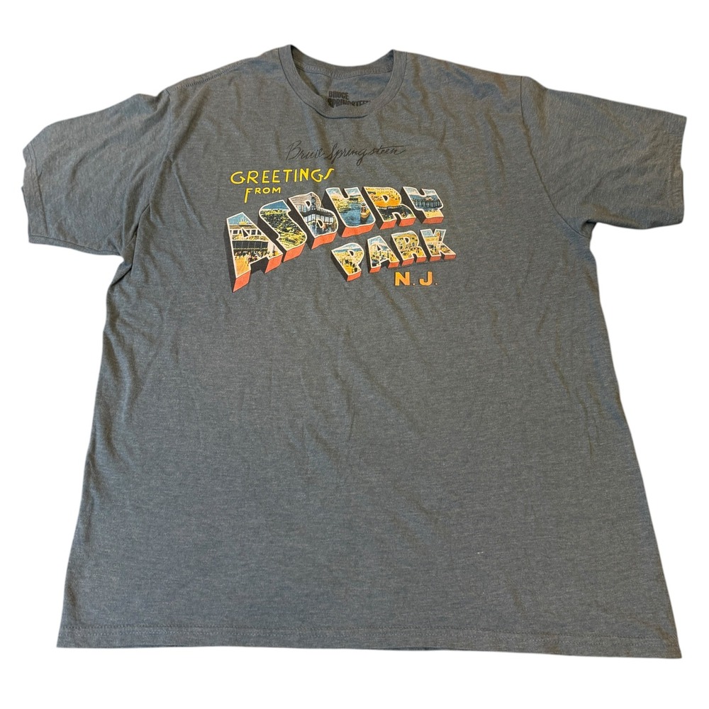 Bruce Springsteen T Shirt Men XL Gray Excellent Greetings From Asbury Park NJ